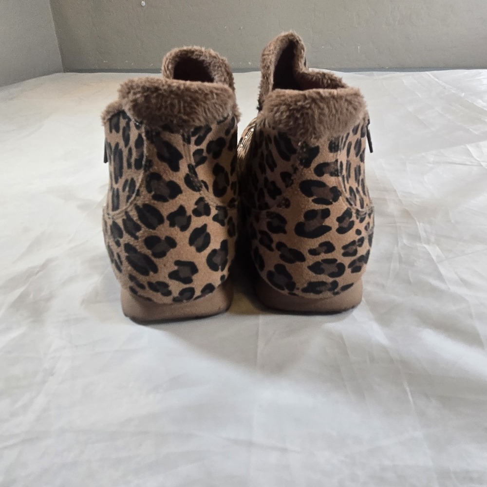 Skechers Leopard Print Faux Fur Lined Ankle Booties Side Zip Women's 8.5 - Picture 5 of 9